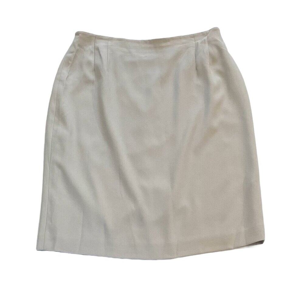 New Liz Claiborne Beige Seasonless Crepe Basic Pencil Skirt, Lined, 16